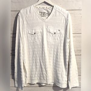 Guess Top | White Long Sleeve V-neck.